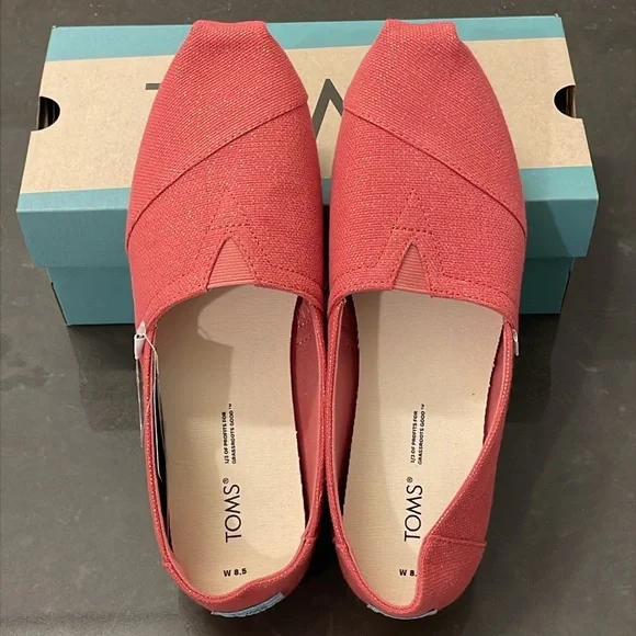 Toms Faded Rose Metallic Linen Alpargata Shoes NWT 8.5 - Picture 3 of 12